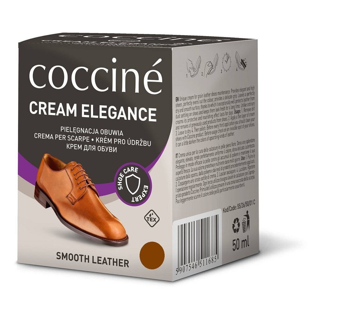 Ruskea kenkävoide Coccine No.14 Cream Elegance, 50 ml hinta ja tiedot | Vaatteiden ja jalkineiden hoito | hobbyhall.fi