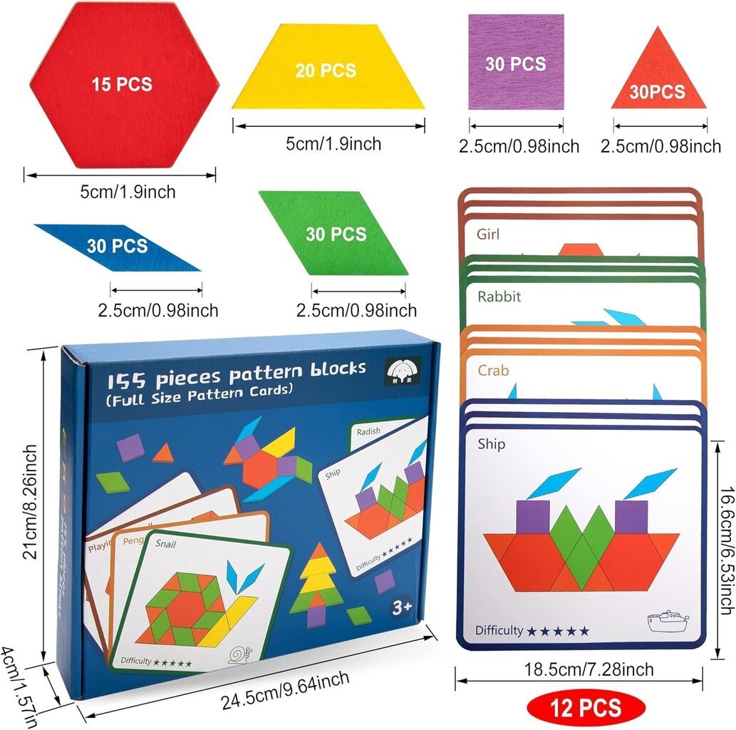 Wisplye Puupalapeli, 155 Kappaletta hinta ja tiedot | Kehittävät lelut | hobbyhall.fi