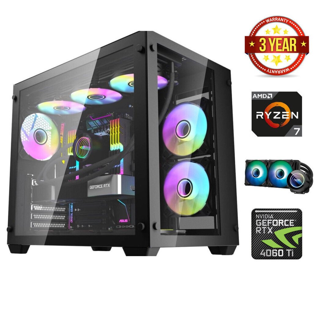 Gamer Ryzen 7 7700X 8GB 512GB SSD NVME RTX 4060 Ti Windows 11 hinta ja tiedot | Pöytätietokoneet | hobbyhall.fi