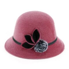 (One Size-Fedoras Cap)Syksyn talven villahatut Naisten Vintage Elegantti Fedoras-lippis kukkailla Keski-ikäiset lämpimämpi altaan hatut hääkirkon keilahattu hinta ja tiedot | Naisten päähineet | hobbyhall.fi