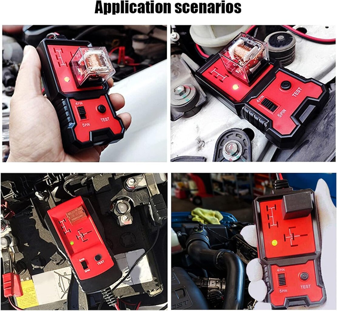 12 V:n auton elektroninen reletestauslaitteen akuntarkistus, jossa on klipsit, automaattisen releen diagnostiikkatyökalu hinta ja tiedot | Työkalupakit ja muu työkalujen säilytys | hobbyhall.fi