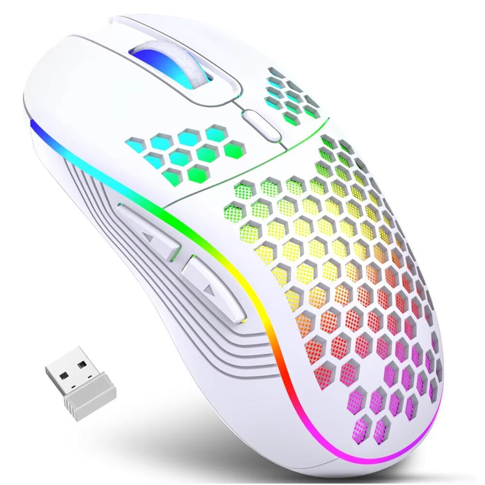 2.4G langaton pelihiiri RGB-valaistus lataushiiri säädettävällä DPI-ergonomisella hunajakennolla työpöydän kannettavalle tietokoneelle hinta ja tiedot | Hiiret | hobbyhall.fi