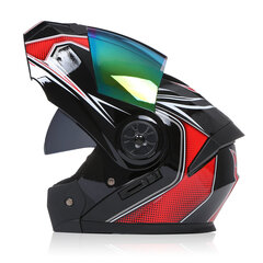 Dual Lens Flip Up -moottoripyöräkypärä Modulaarinen Motocross Crash Moto Full Face -kypärät Unisex-talviajotarvikkeet DOT LL mattamusta hinta ja tiedot | Laskettelukypärät | hobbyhall.fi