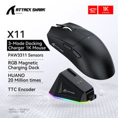 Attack Shark X11 langaton hiiri Paw3311 22000DPI Buletooth kolme tilaa Rgb lataustelakka Kevyt peli E-urheiluhiiri kannettava tietokone hinta ja tiedot | Hiiret | hobbyhall.fi