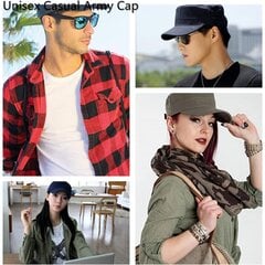 Unisex Classic Flat Top Military Lippalakki Tavallinen lippalakki Säädettävä Muoti Army Urheilulippikset Koko Väriperhe hinta ja tiedot | Miesten hatut, huivit ja käsineet | hobbyhall.fi