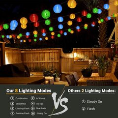 Solar String Lights, 6.5M 30 LED Multi Color Outdoor Solar Lyhdyt IP65 Vedenpitävä 8 Mode Lights Lyhty Puutarha Patio Piha Hääjuhliin Joulukoristeita hinta ja tiedot | Jouluvalot | hobbyhall.fi