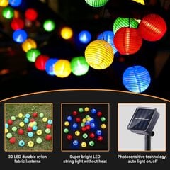 Solar String Lights, 6.5M 30 LED Multi Color Outdoor Solar Lyhdyt IP65 Vedenpitävä 8 Mode Lights Lyhty Puutarha Patio Piha Hääjuhliin Joulukoristeita hinta ja tiedot | Jouluvalot | hobbyhall.fi