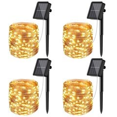 [4-Pack] Solar String Lights Outdoor, 12m 100 LED Solar String Lights Outdoor Waterproof 8 Mode Koristevalot puutarhan pihapatiolle Kotiin Jouluhääjuhla Lämmin valkoinen hinta ja tiedot | Jouluvalot | hobbyhall.fi