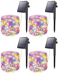 [4 pakkaus] Solar String Lights Outdoor, 12m 100 LED Solar String Lights Outdoor Vedenpitävä 8 Mode Koristevalo Puutarha Patio Piha Koti Joulu Hääjuhla, Värikäs hinta ja tiedot | Jouluvalot | hobbyhall.fi