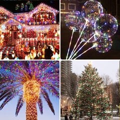 [4 pakkaus] Solar String Lights Outdoor, 12m 100 LED Solar String Lights Outdoor Vedenpitävä 8 Mode Koristevalo Puutarha Patio Piha Koti Joulu Hääjuhla, Värikäs hinta ja tiedot | Jouluvalot | hobbyhall.fi