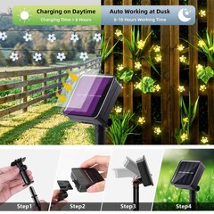 Solar Fairy Lights Outdoor, Cherry Blossom Fairy 50 LED 2 Modes Vedenpitävä Garden Yard Joulusisustus Lämmin valkoinen [Energialuokka A+++] hinta ja tiedot | Jouluvalot | hobbyhall.fi