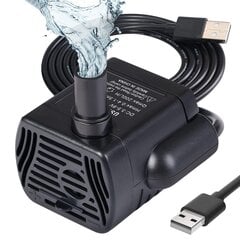 Uppovesipumppu Akvaariopumppu Säädettävä 200L/H 3W Erittäin hiljainen USB-pumppu lampiakvaario Fountain Fish Tank 1,4m kaapeli hinta ja tiedot | Puutarhapumput | hobbyhall.fi