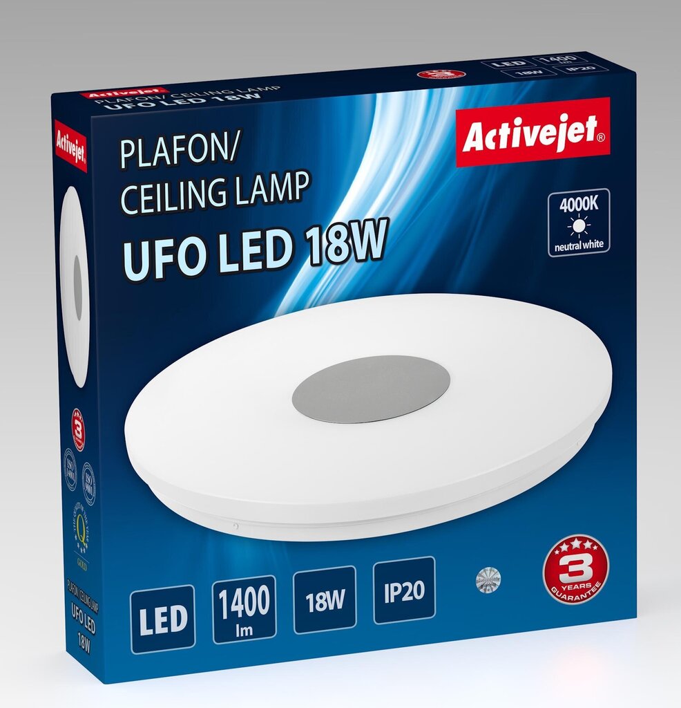 LED-valaisin Activejet AJE-UFO, 18W, valkoinen hinta ja tiedot | Upotettavat valaisimet ja LED-valaisimet | hobbyhall.fi
