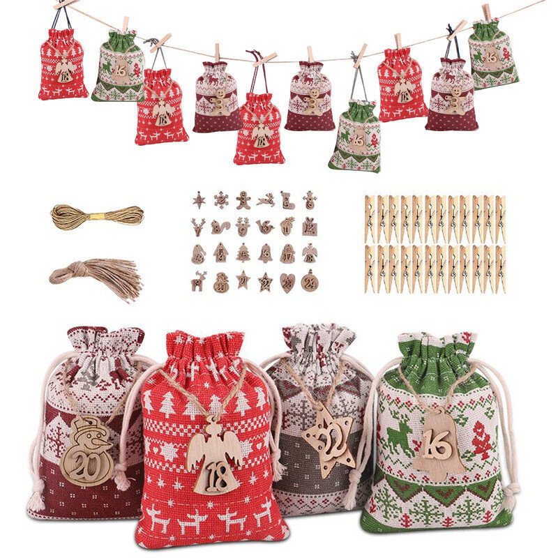 24 kpl 2024 DIY Numerot Laukku Joulu Advent Kalenteri Ornamentti Joululahja Laukut Kalenteri Lähtölaskenta pussi Karkkien säilytyspussit hinta ja tiedot | Joulukoristeet | hobbyhall.fi