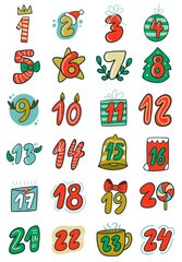 24 PC Hyvää joulua lahjatarrat Adventtikalenterin numero Paperitarrat Monitoimiset lahjapakkaukset Tarratarrat Sisustus hinta ja tiedot | Joulukoristeet | hobbyhall.fi