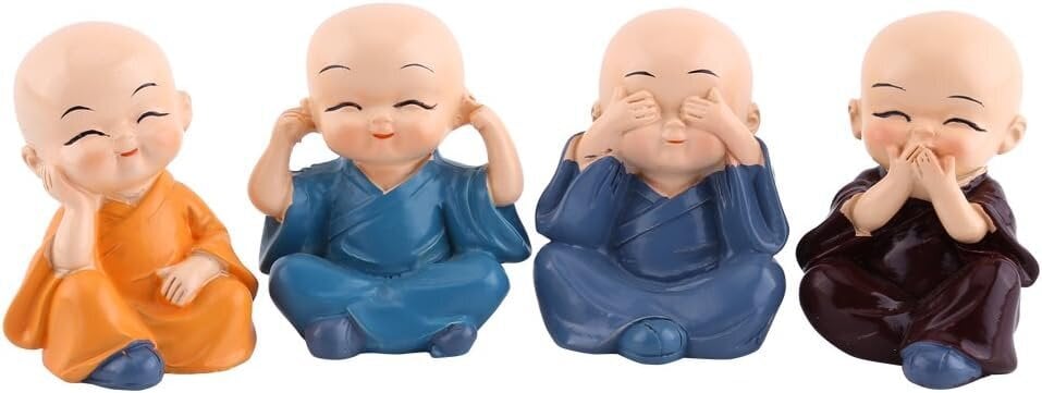 Pieni Buddha-auto Buddhalainen patsas 4 buddhalaista munkkia Hartsi Buddha-patsas koristelu buddhalaisen munkin koti hinta ja tiedot | Koristeet ja tarrat | hobbyhall.fi