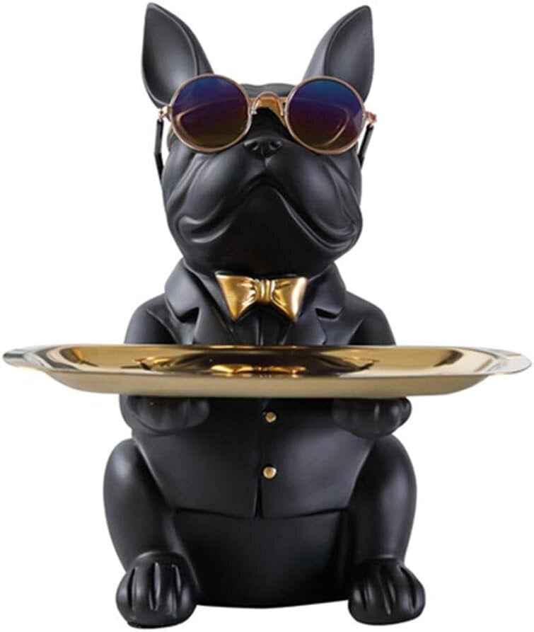 Resin Cool Dog Veistos Bulldog Koristefiguuri Säilytysalusta Säästöpossu Avain Välipalapidike Moderni taide Patsas Kotitoimisto Ornamentti Koriste (musta) hinta ja tiedot | Koristeet ja tarrat | hobbyhall.fi