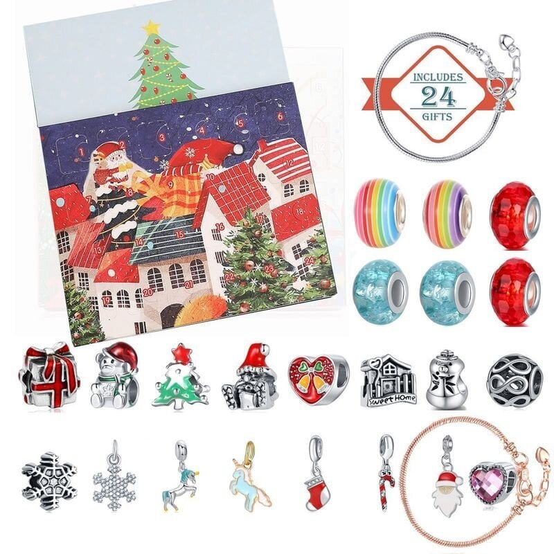 Joulukoristeet 2024 Adventtikalenteri Rannekorut Lapset Lahja Tytöt Navidad Tee-se-itse-korut Charm Enfeites De Natal New Year hinta ja tiedot | Joulukoristeet | hobbyhall.fi