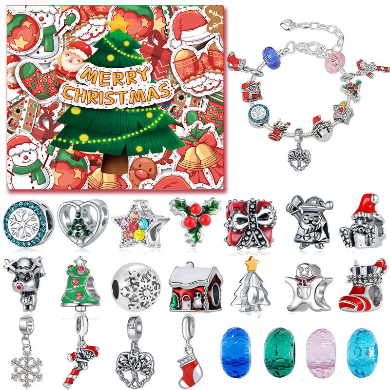 Joulukoristeet 2024 Adventtikalenteri Rannekorut Lapset Lahja Tytöt Navidad Tee-se-itse-korut Charm Enfeites De Natal New Year hinta ja tiedot | Joulukoristeet | hobbyhall.fi