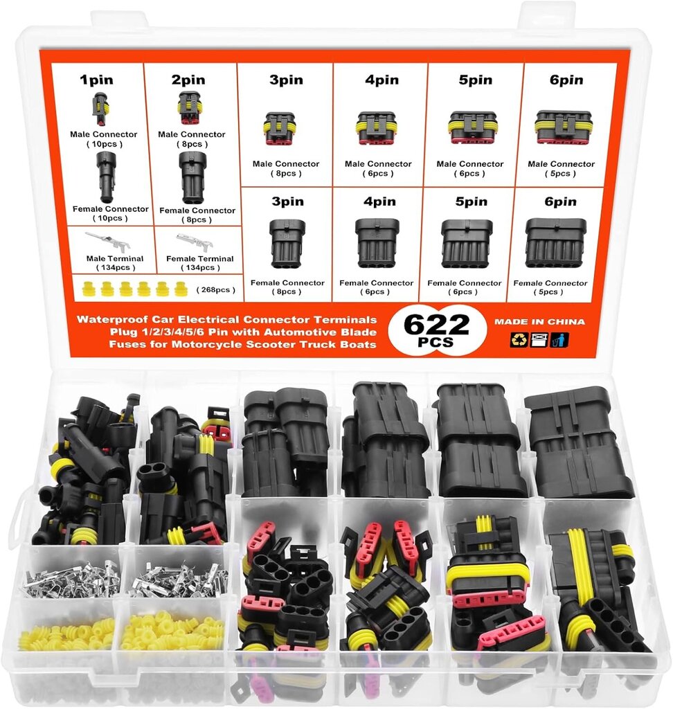 622 kpl vedenpitävät sähköliittimet, autojen moottoripyörien skootterikuorma-autot vedenpitävät sähköliittimet merenkulun vedenpitävät liittimet. hinta ja tiedot | Sähköiset lisätarvikkeet | hobbyhall.fi