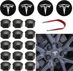 Teslan pyöränkorkkisarjan keskinapasarja mallille Y, Model 3, Model S ja Model X - sisältää pyöränmutterien suojukset ja keskimuutosnapan kannet. hinta ja tiedot | Sähköiset lisätarvikkeet | hobbyhall.fi