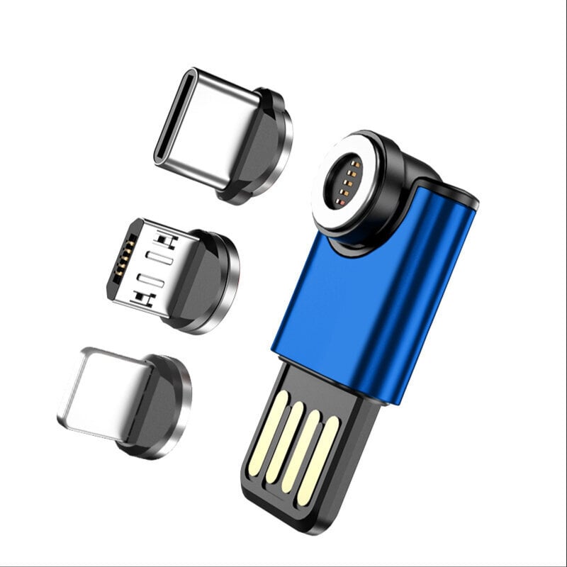 Mini Kannettava USB 3A magneettisovitin 540 astetta pikalataus Android Head/Type c/Apple Head hinta ja tiedot | Koteloiden lisätarvikkeet | hobbyhall.fi