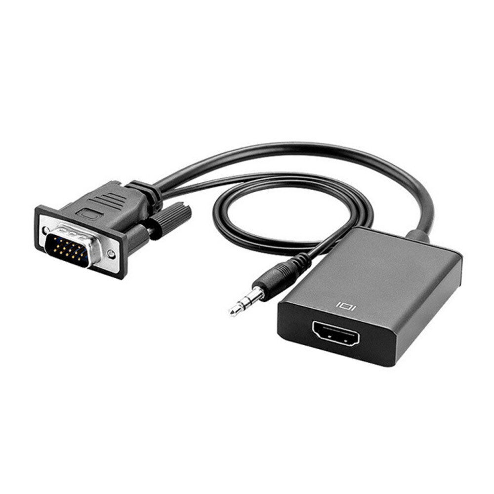 VGA-HDMI-muunnin äänitaajuisella virtalähteellä, HDMI-uros-HDMI-naaras ääninäytön HD-sovitinkaapeli hinta ja tiedot | Tekstiilijohdot ja sähköliittimet | hobbyhall.fi