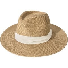 Miehet Naiset Leveälierinen olki Panama-hattu kesäranta Fedora-hattu UPF aurinkohattu khaki-beige hinta ja tiedot | Naisten päähineet | hobbyhall.fi