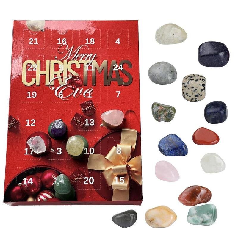 Crystals joulun adventtikalenteri 24 päivän luonnonkivilahjarasia Natural Collection -lahja joogan ja geologian harrastajille hinta ja tiedot | Joulukoristeet | hobbyhall.fi