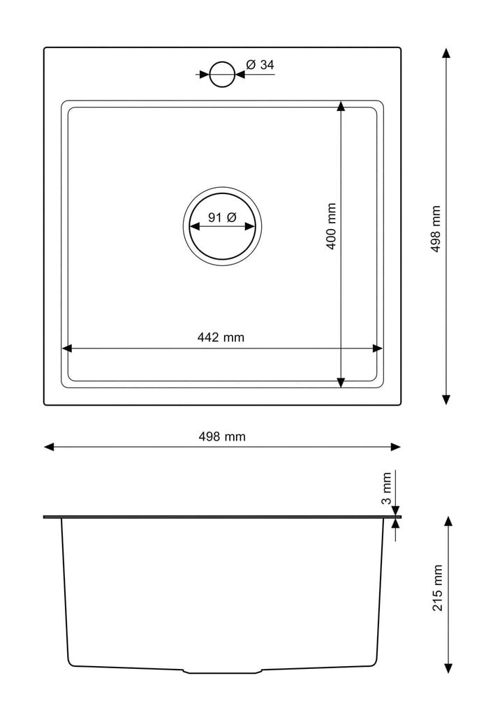 Teräksinen pesuallas Granitan Bari 60 musta hinta ja tiedot | Keittiöaltaat | hobbyhall.fi