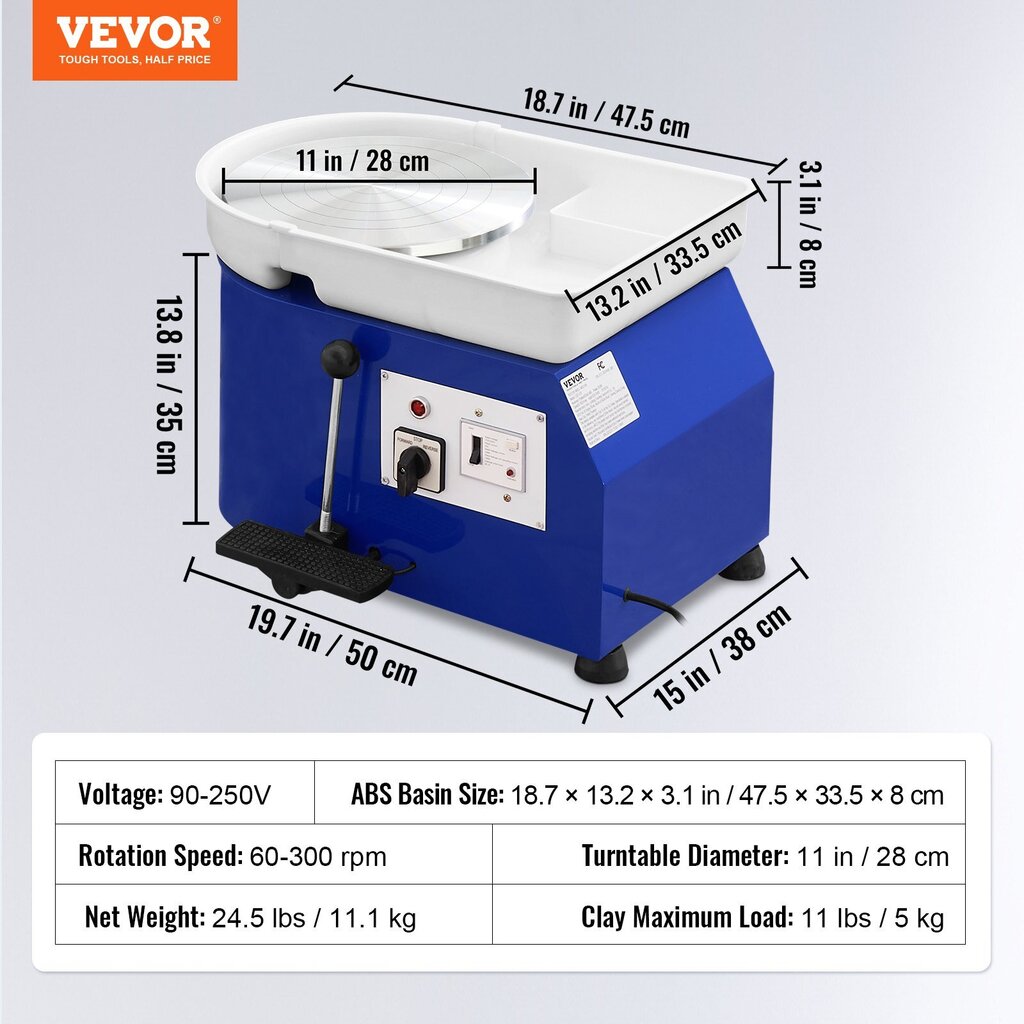 Sähköinen keramiikkakone Vevor, 350 W, 300 rpm hinta ja tiedot | Käsityökalut | hobbyhall.fi