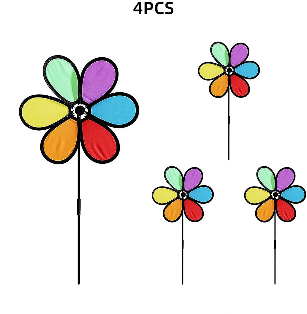 Värikkäät tuulimyllyt, 4 kpl ulkotuulimylly Värikäs puutarhan tuulimylly 6-lehtinen tuulimylly puutarhapatiolle Pienen tuulimyllyn sisustus hinta ja tiedot | Lisätarvikkeet autoiluun | hobbyhall.fi