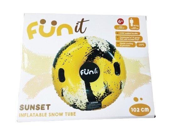 Puhallettavat kelkat Funit Sunset, keltaiset, 102 cm hinta ja tiedot | Pulkat, liukurit ja kelkat | hobbyhall.fi