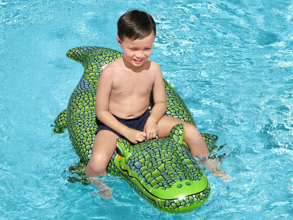 Ilmatäytteinen lepotuoli Bestway Crocodile, 152x71cm, vihreä hinta ja tiedot | Puhallettavat vesilelut ja uima-asusteet | hobbyhall.fi