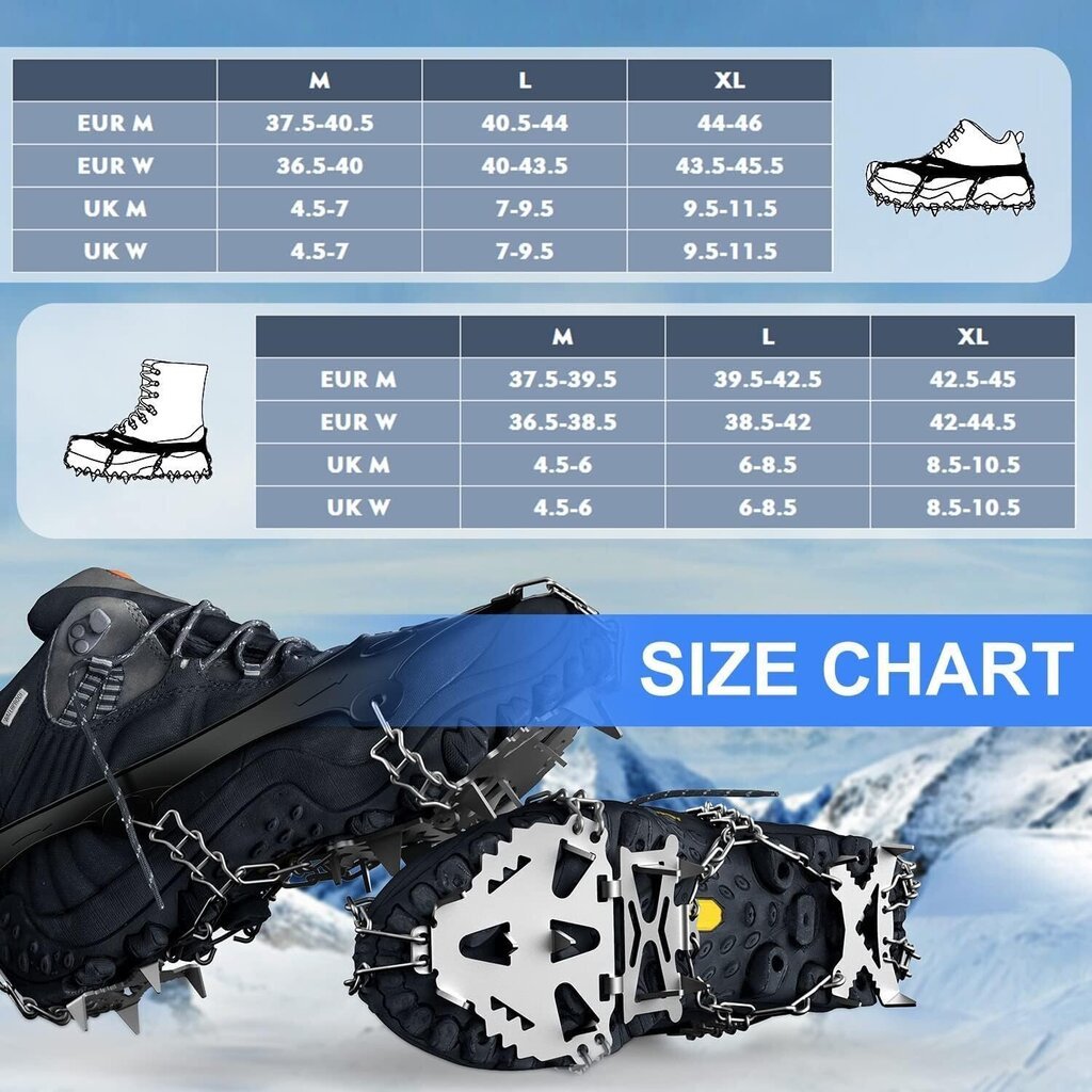 Liukumattomat kengänpidikkeet Wirezoll Ice, XL, 42-45 EU hinta ja tiedot | Kengänsuojat ja nastapohjat | hobbyhall.fi