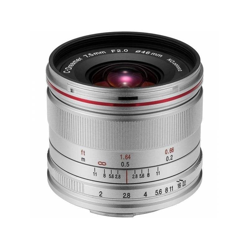 Laowa Lens C-Dreamer Kevyt 7,5 mm f/2.0 Micro 4/3 -objektiiville (hopea) hinta ja tiedot | Objektiivit | hobbyhall.fi