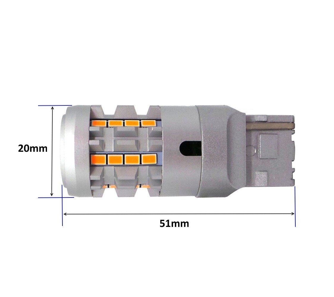 W21W LED-lamppu 7440 12-24V virheetön oranssi 2000lm, 1 kpl. hinta ja tiedot | Polttimot | hobbyhall.fi