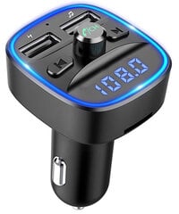 Auton Bluetooth FM-lähetin, sininen, hands free -toiminnolla, kaksois-USB-laturi 5V/2.4A ja 5V/1A, SD-kortti, USB-levy hinta ja tiedot | Auton sisätilatarvikkeet | hobbyhall.fi