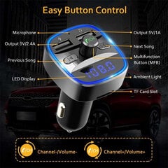 Auton Bluetooth FM-lähetin, sininen, hands free -toiminnolla, kaksois-USB-laturi 5V/2.4A ja 5V/1A, SD-kortti, USB-levy hinta ja tiedot | Auton sisätilatarvikkeet | hobbyhall.fi