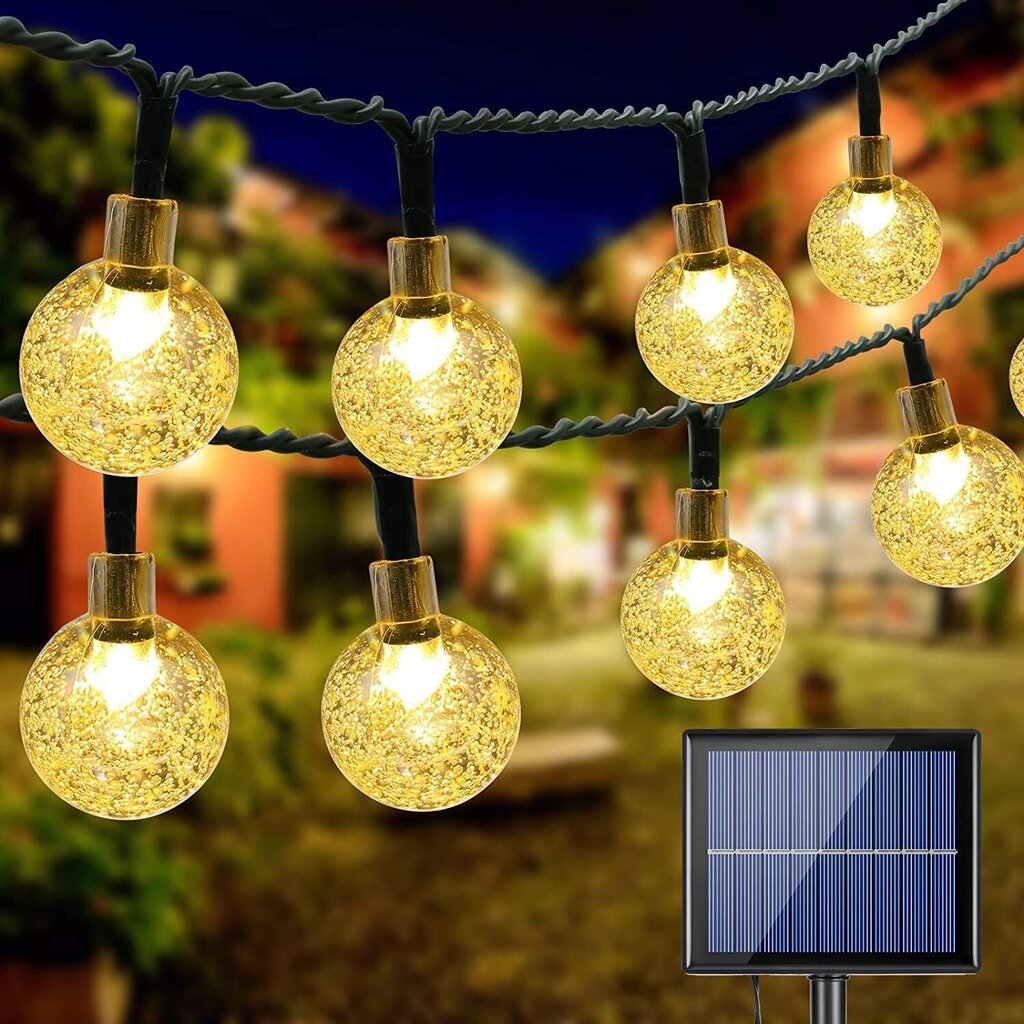 Solar String Lights Outdoor, 22M 200 Lämmin valkoinen LED Solar String Lights 8 Modes Vedenpitävä LED Kristallipallot Koristevalo Sisälle Puutarha Piha Parveke Juhla Hääfestivaali, Lämmin valkoinen hinta ja tiedot | Jouluvalot | hobbyhall.fi