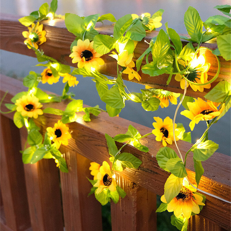 Flower Green Leaf String Lights Keinotekoinen viiniköynnöksen keiju valot Paristokäyttöinen joulukuusen seppeleen valo kitkemiseen kodin sisustukseen(6-Auringonkukka-2M 20LEDS) hinta ja tiedot | Hauskat juhlapelit ja -tuotteet | hobbyhall.fi