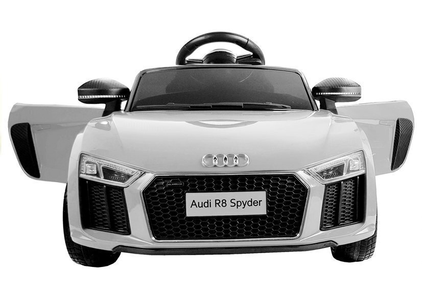 Lasten sähköinen urheiluauto Audi R8 Spyder, valkoinen hinta ja tiedot | Lasten sähköautot | hobbyhall.fi