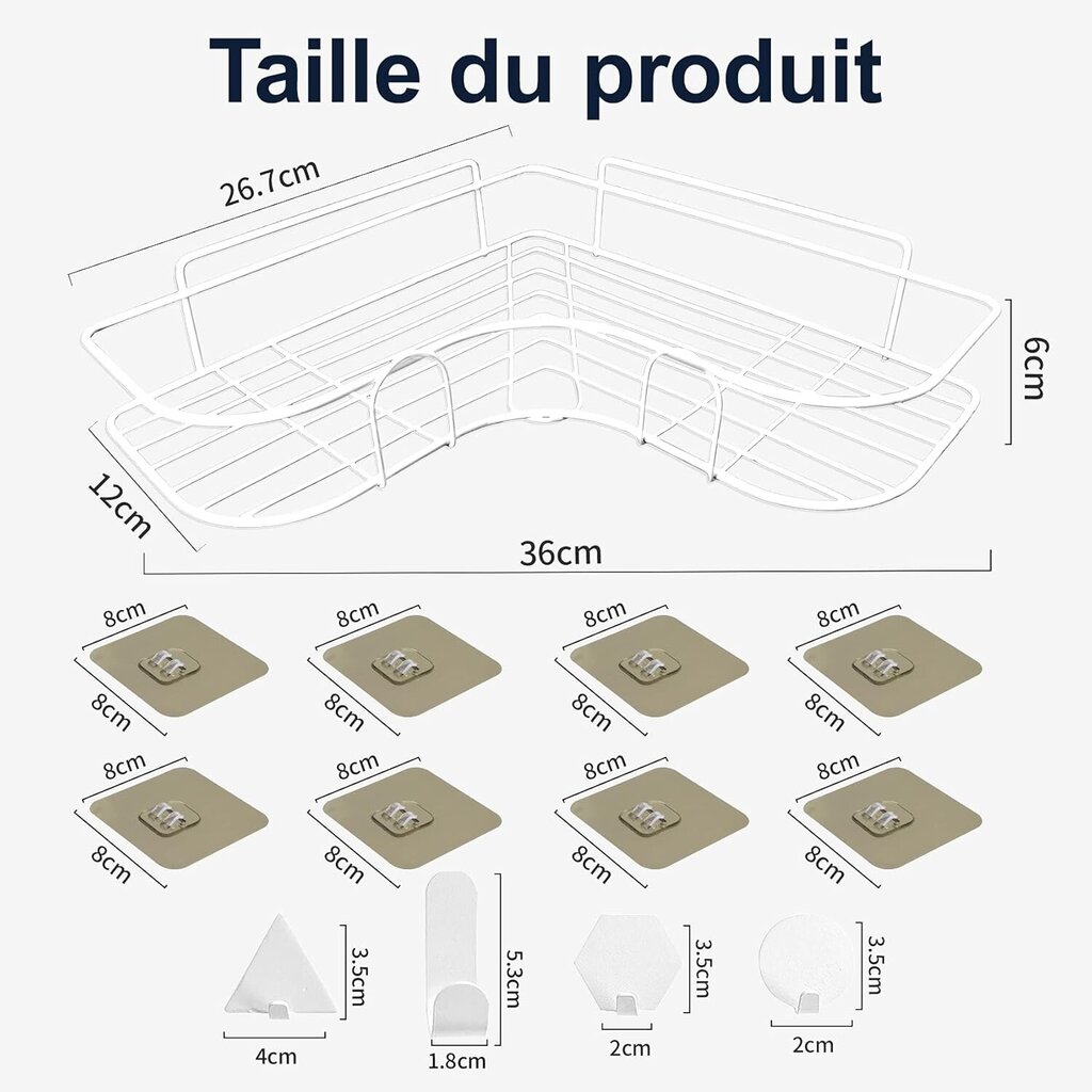 Kulmasuihkuhylly, kylpyhuoneen säilytystila mahtuu 5 kg, ei porausta suihkuhylly, ruosteenkestävä suihkukaappi - valkoinen hinta ja tiedot | Kylpyhuoneen sisustus | hobbyhall.fi