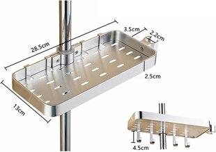 Alumiiniseoksesta säädettävä teleskooppinen suihkuhylly Kylpyhuoneen järjestäjä Saippuapidike ilman porausta 19-25 mm:lle hinta ja tiedot | Kylpyhuoneen sisustus | hobbyhall.fi