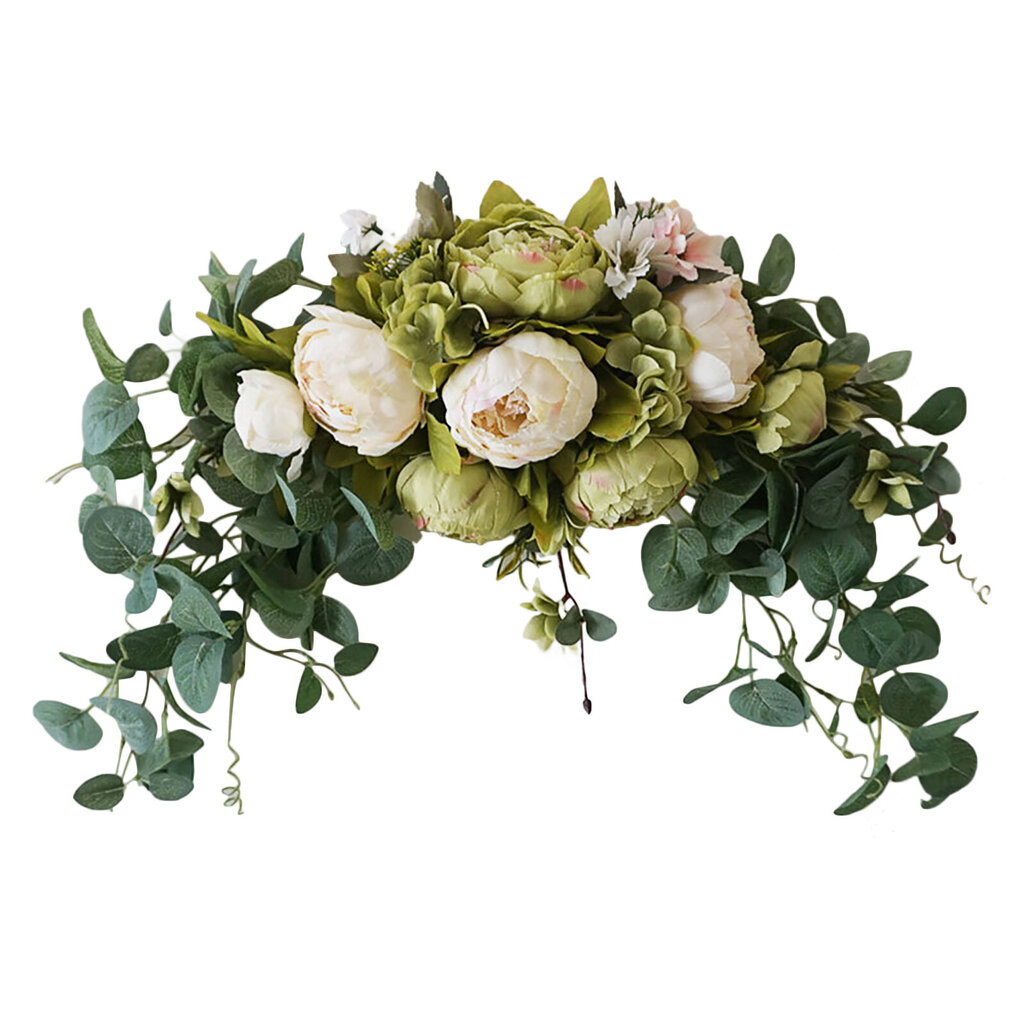 Lintel Wreath Door Decoration riippuva VERTAILU Simuloidut kukat - Kokonaispituus valkoinen ja vihreä noin 75 cm hinta ja tiedot | Koristeet ja tarrat | hobbyhall.fi