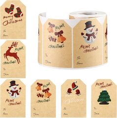 300 tarraa Joululahjalaput Tarrat, Xmas Kraft -lahjalaput Tarrat Nimilapputarrat, Itseliimautuva joululappu kortteihin Lahjarasia (7,5*5cm) hinta ja tiedot | Joulukoristeet | hobbyhall.fi