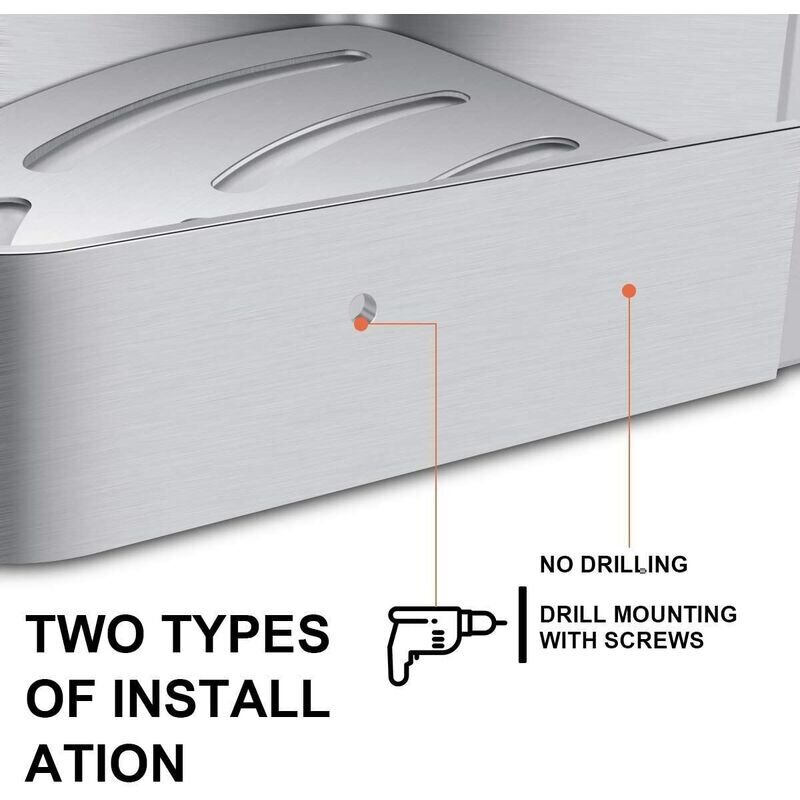 Kulma-suihkuhylly Kylpyhuoneen hylly ilman porauskoria Suihkusäilytys Alumiininen seinään kiinnitettävä suihkuhylly Kaksiosainen säilytyslaatikko Matta Hopea（2*kpl） hinta ja tiedot | Kylpyhuoneen sisustus | hobbyhall.fi