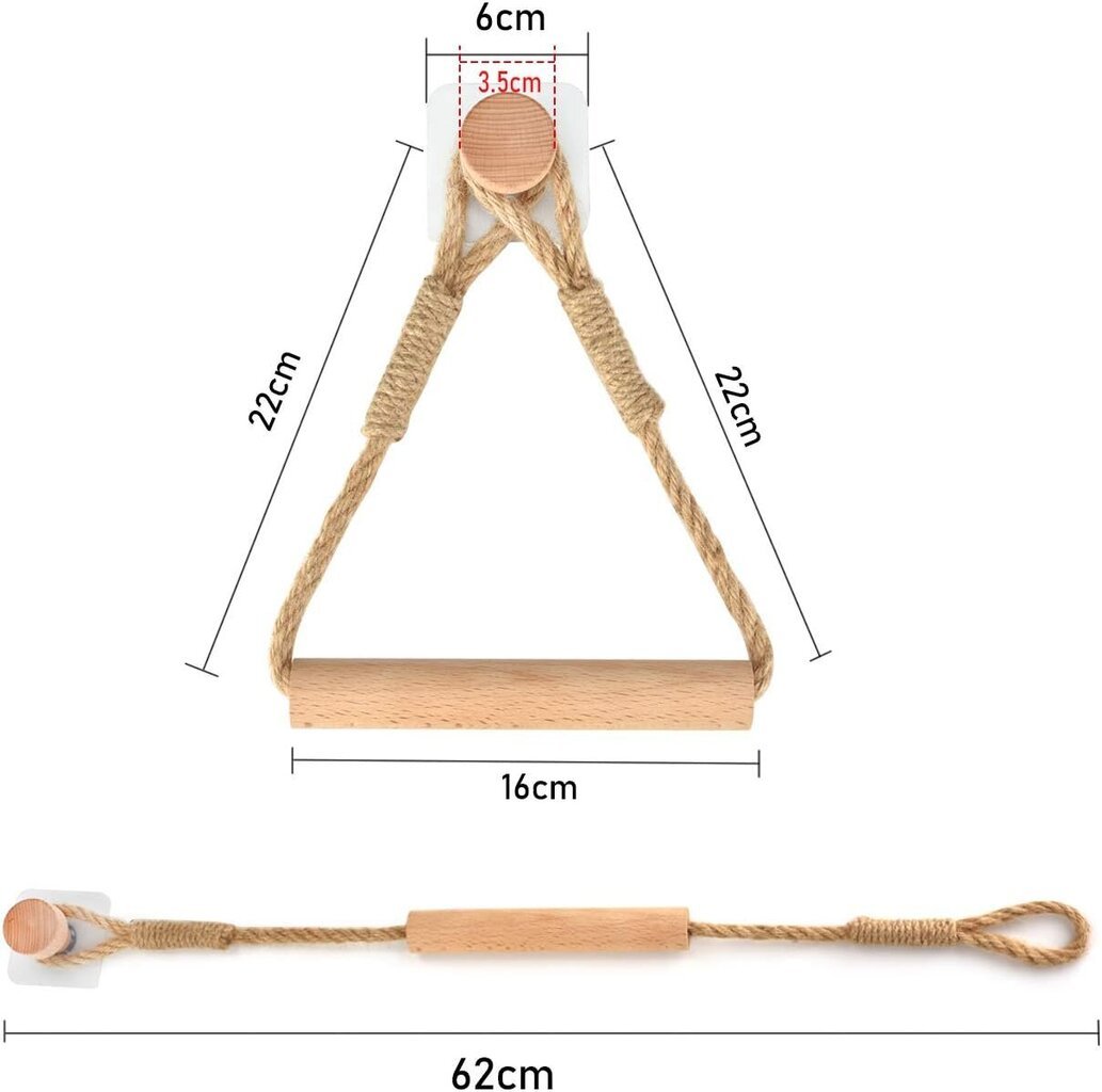 Itseliimautuva wc-rullan pidike, kylpyhuoneen paperiteline WC-rullan pidike Puinen köysipyyherengas rustiikki hinta ja tiedot | Kylpyhuoneen sisustus | hobbyhall.fi