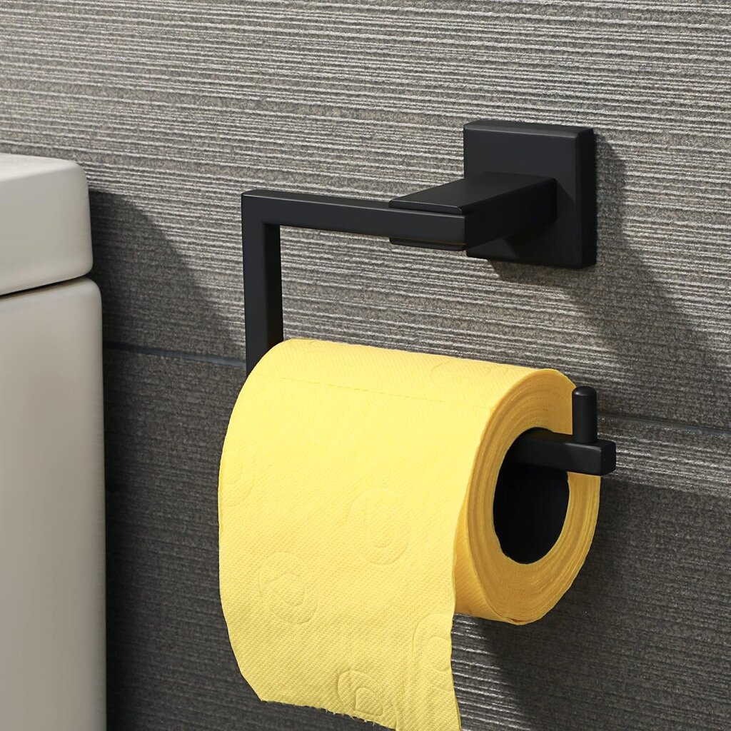 Seinälle kiinnitettävä wc-paperiteline, moderni neliön muotoinen muotoilu, mattamusta ruostumaton teräs hinta ja tiedot | Kylpyhuoneen sisustus | hobbyhall.fi