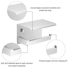 WC-paperiteline, ei porausta WC-paperiteline, itseliimautuva wc-rullan pidike hyllyllä kylpyhuoneeseen ja keittiöön, SUS 304 ruostumaton teräs, hopea hinta ja tiedot | Kylpyhuoneen sisustus | hobbyhall.fi